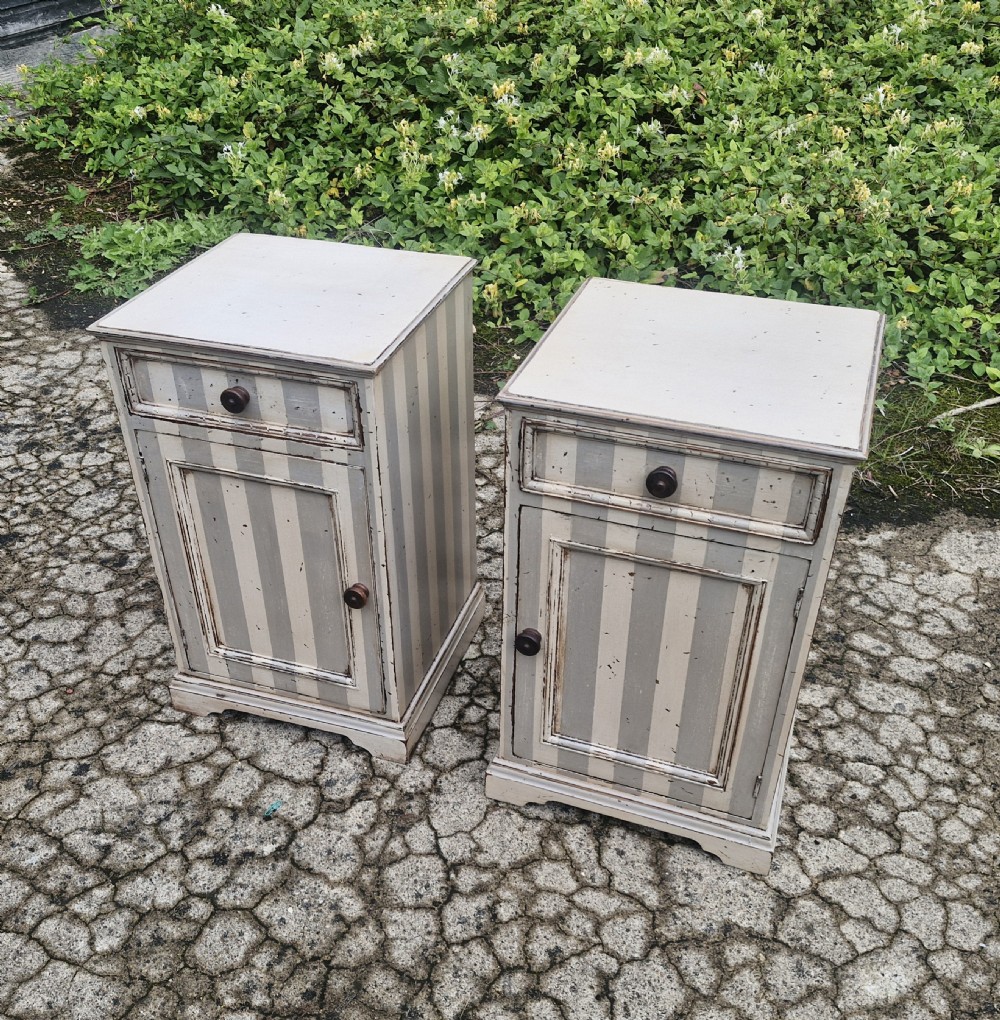 Pair of painted bedside cabinets. 