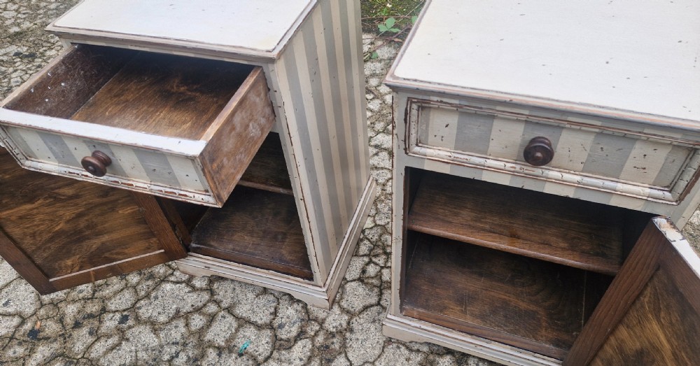 Pair of painted bedside cabinets.  View III