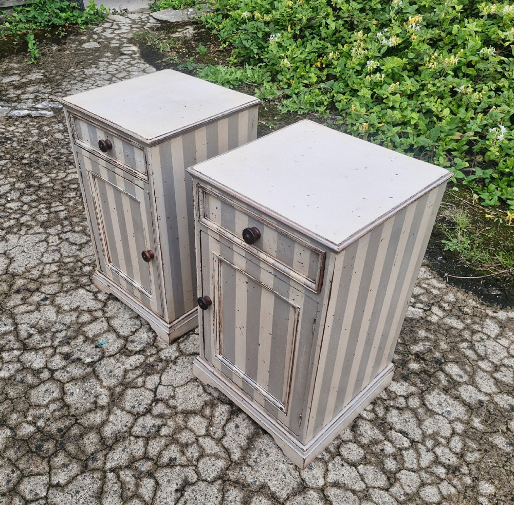 Pair of painted bedside cabinets.  View VI