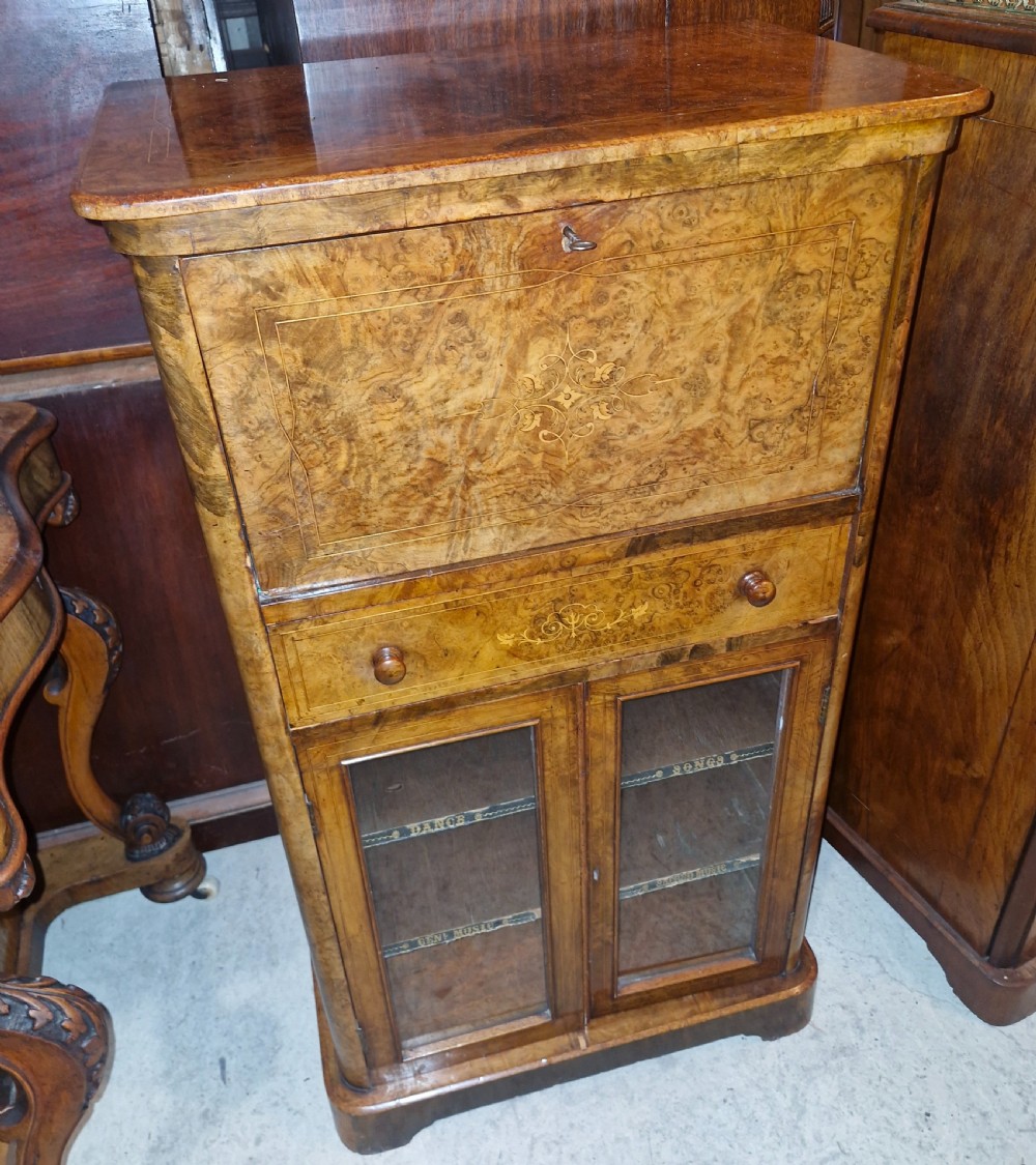 Victorian walnut music cabinet. 