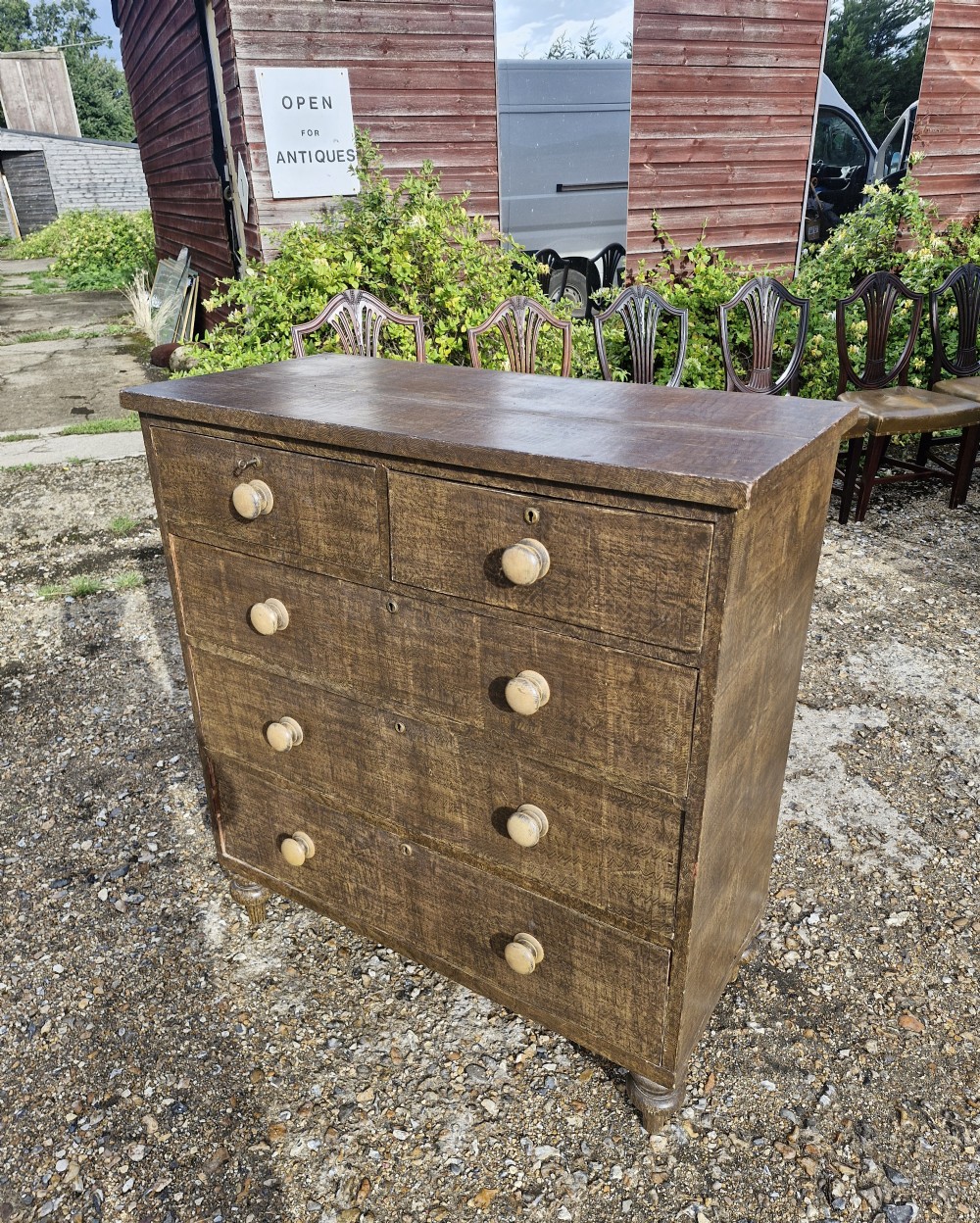 Victorian scumbled pine chest of drawers  View II