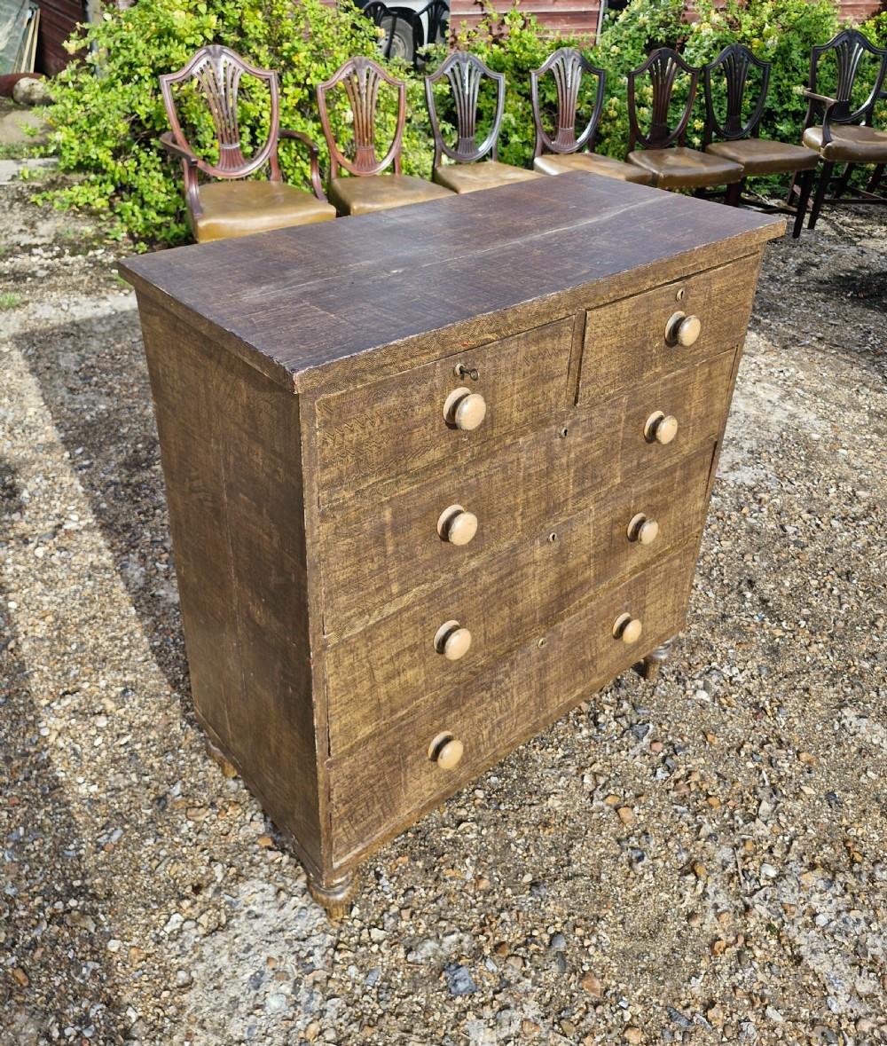 Victorian scumbled pine chest of drawers  View III