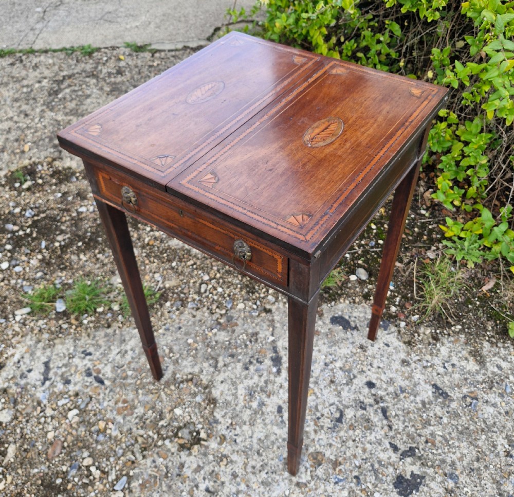 19th century inlaid mahogany patience games table.