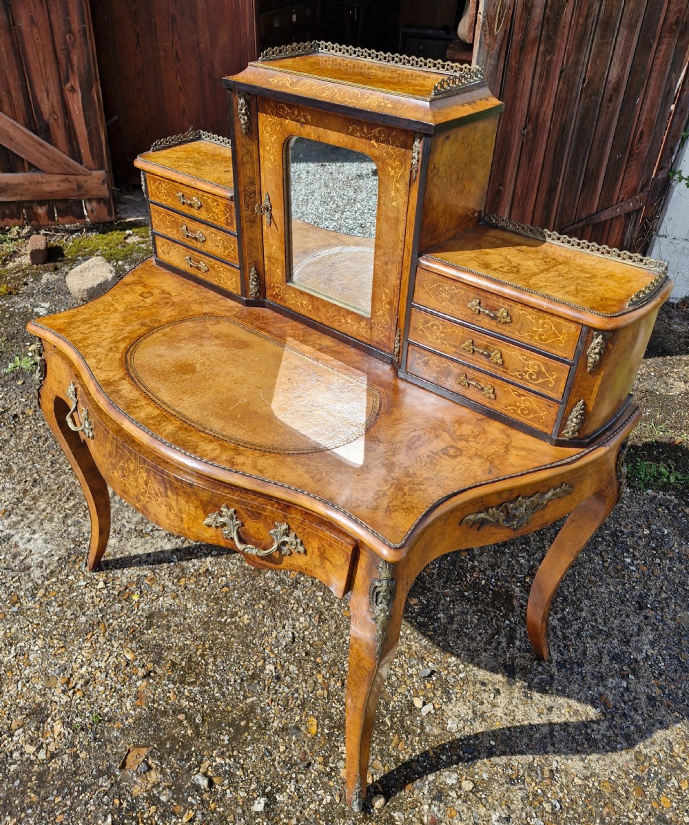 Victorian inlaid walnut bonheur du jour.  View II