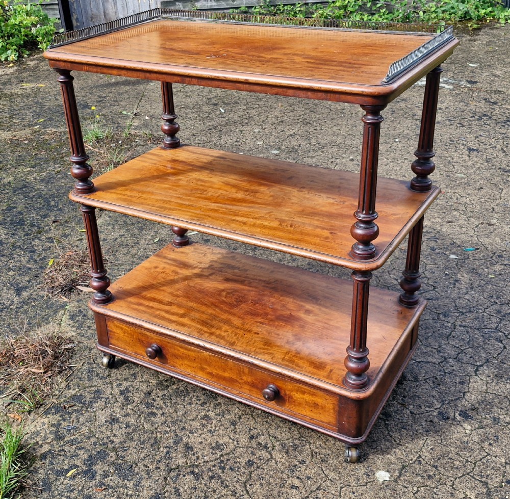 19th century mahogany etagere with brass gallery. 