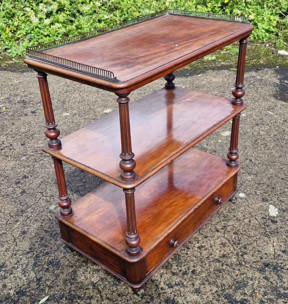 19th century mahogany etagere with brass gallery.  View II