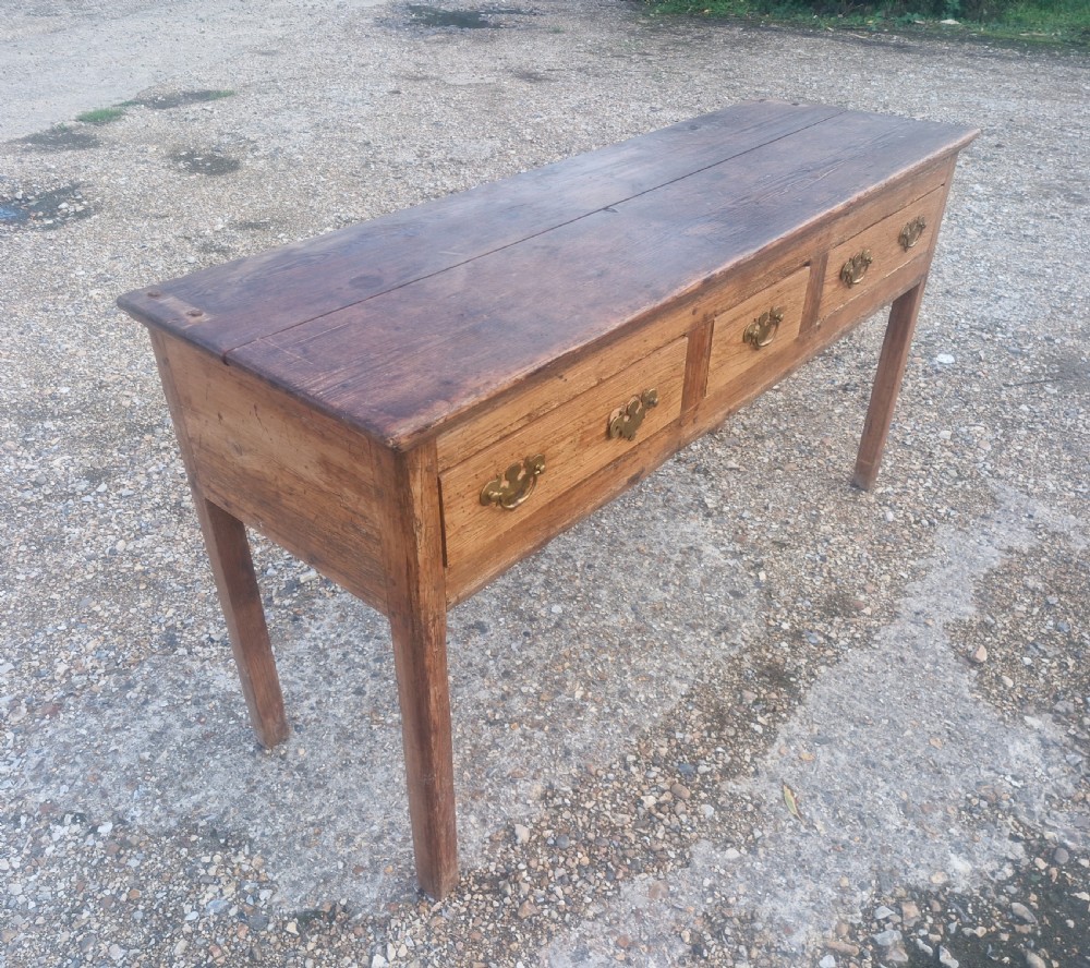 Early 19th century pine 3 drawer dresser base.  View III