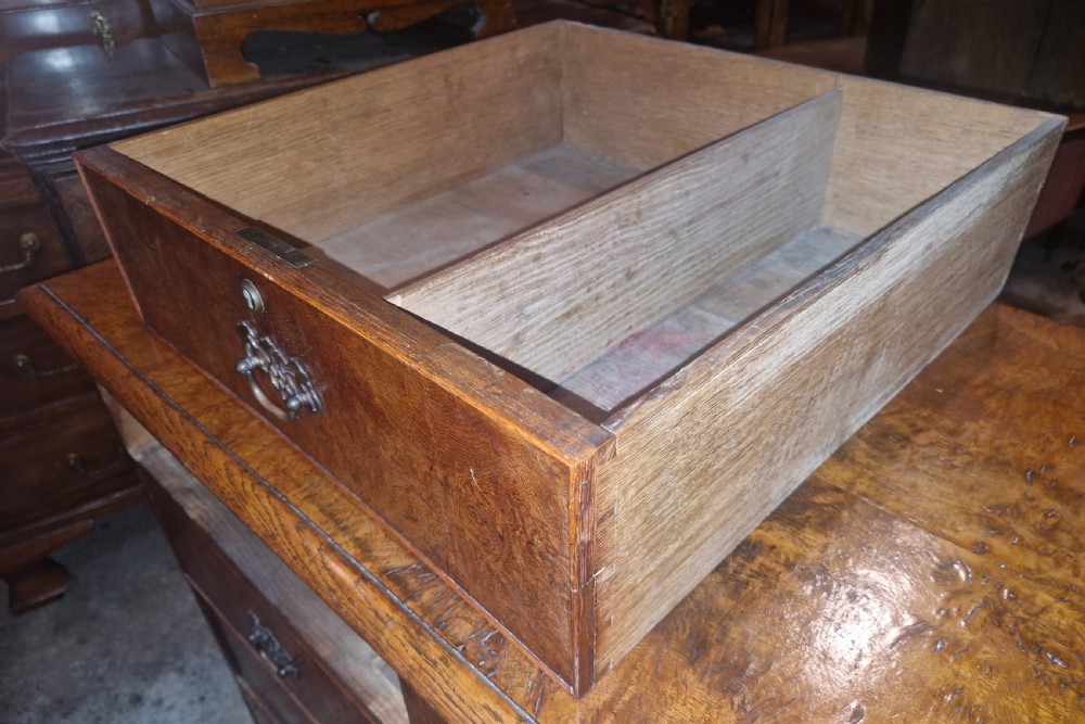 Early 19th century pollard oak and oak chest of drawers.  View V