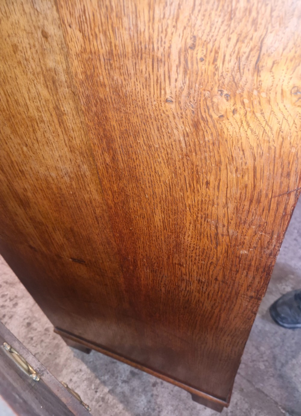 Early 19th century pollard oak and oak chest of drawers.  View VII