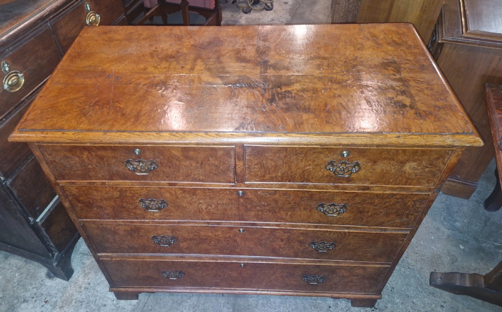 Early 19th century pollard oak and oak chest of drawers.  View X