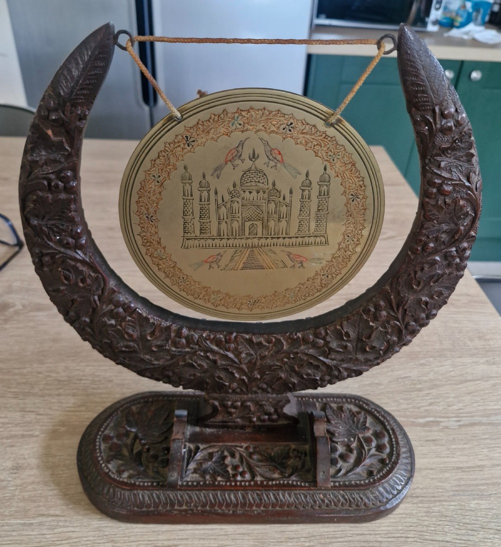 Table top carved Anglo Indian dinner gong. View IV