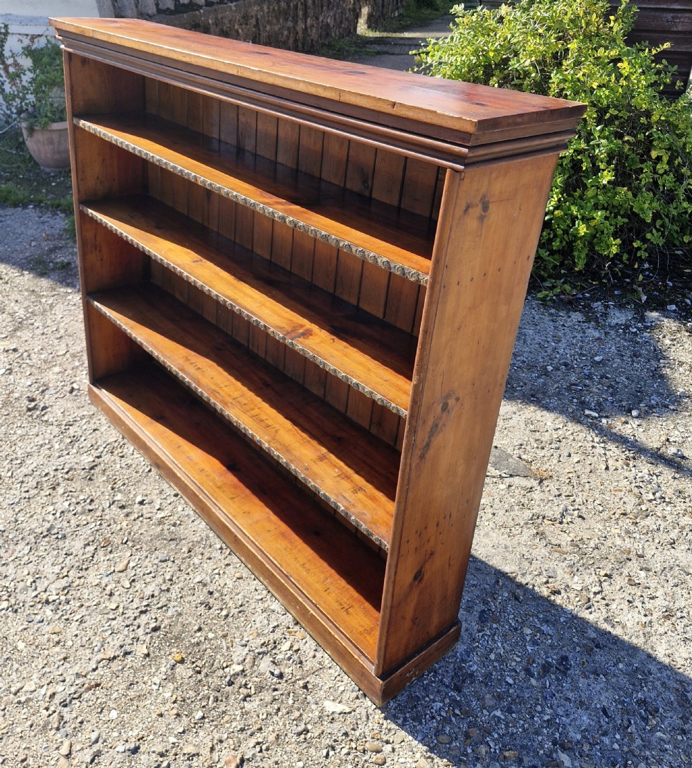 Late Victorian pine open front bookcase of good useful size. View V