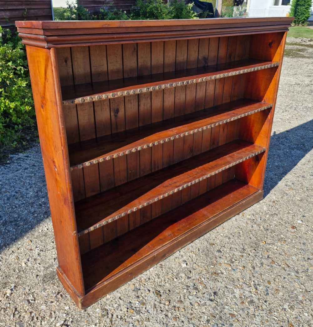Late Victorian pine open front bookcase of good useful size. View VI