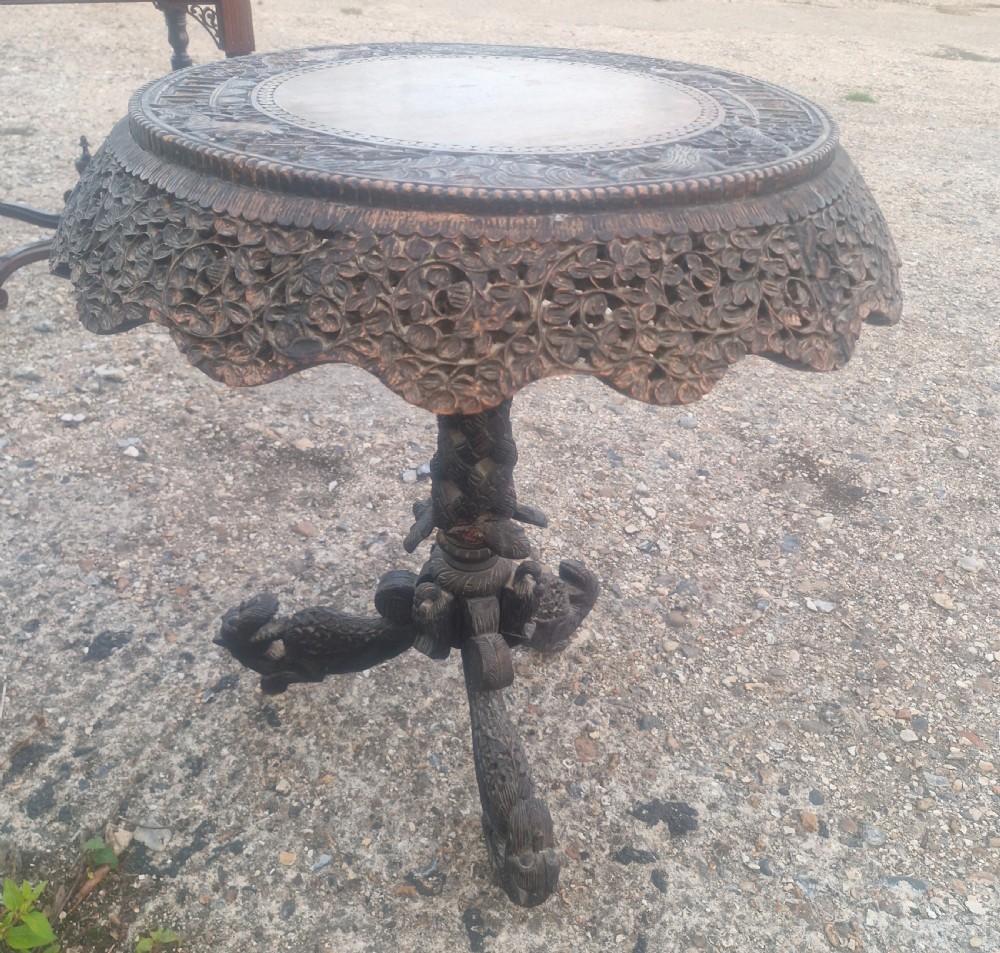 Carved Burmese occasional table.  View II