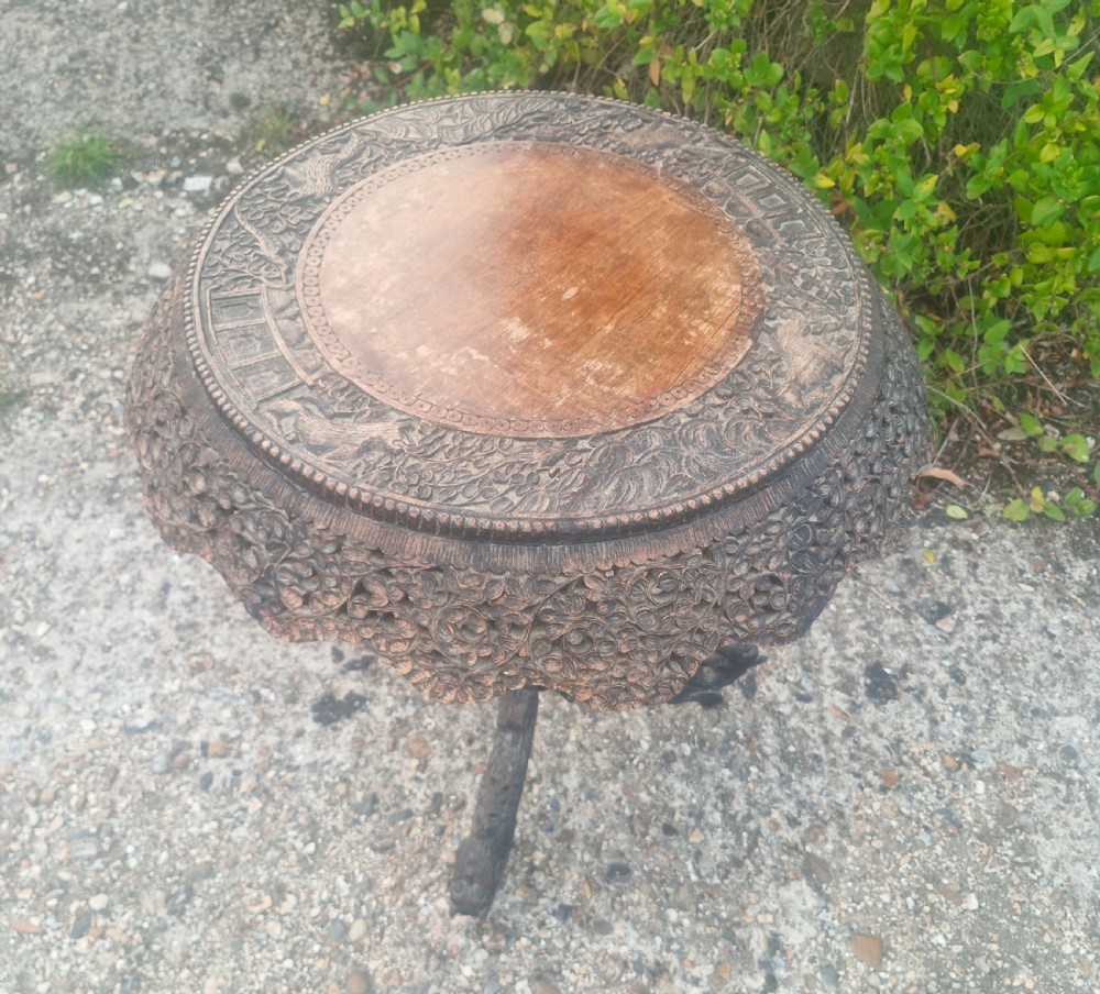 Carved Burmese occasional table.  View III