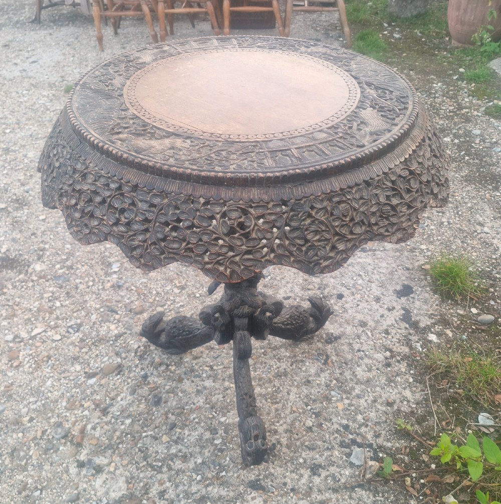 Carved Burmese occasional table.  View V