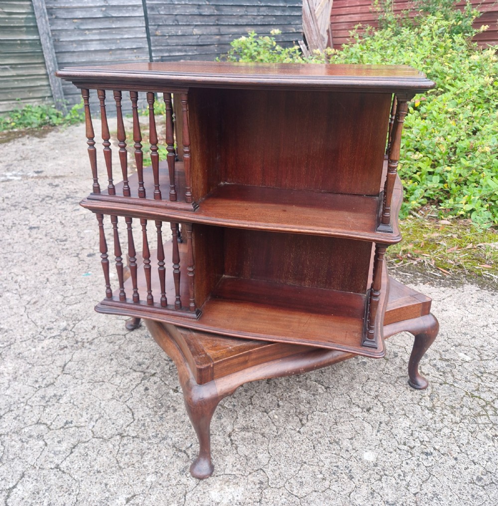 Late Victorian mahogany revolving bookcase in the Manner of Howard.  Stamped. 