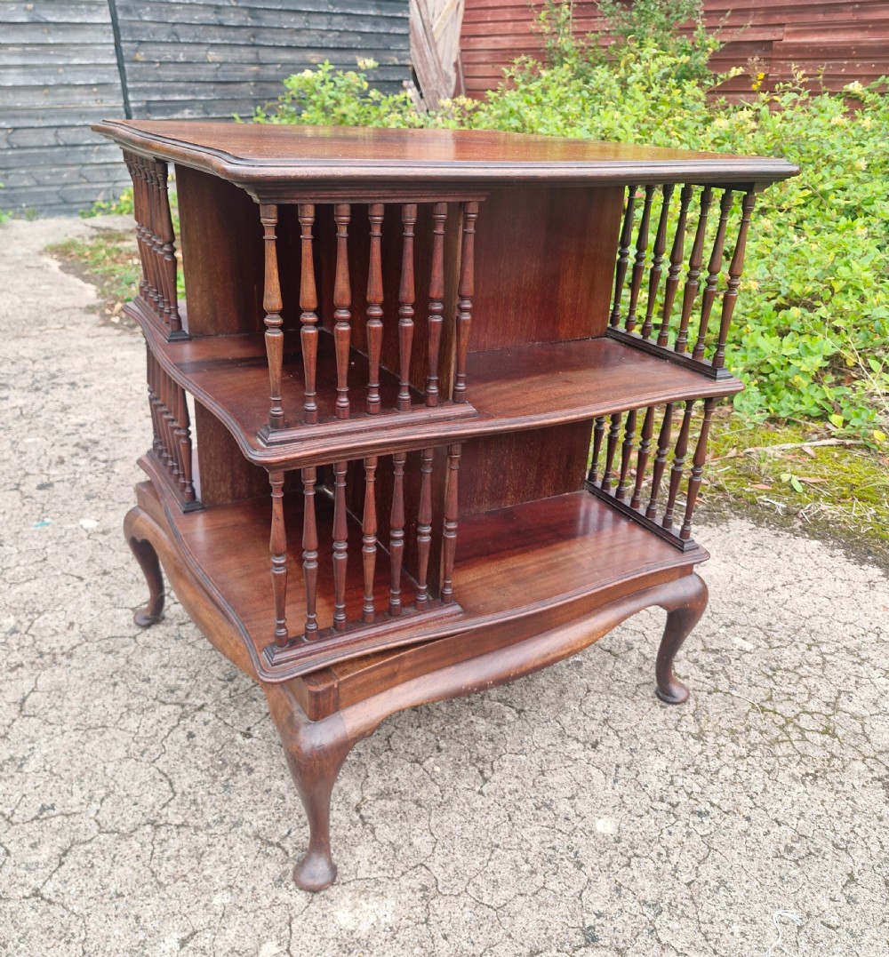 Late Victorian mahogany revolving bookcase in the Manner of Howard.  Stamped.  View III