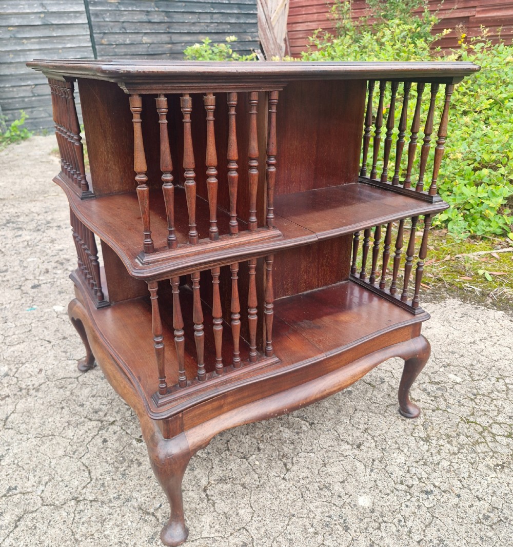 Late Victorian mahogany revolving bookcase in the Manner of Howard.  Stamped.  View V