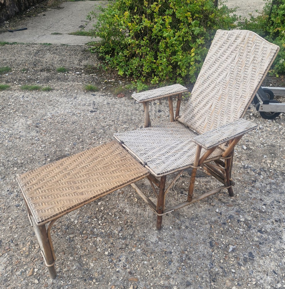 Early 20th century conservatory rattan adjustable armchair.  View II