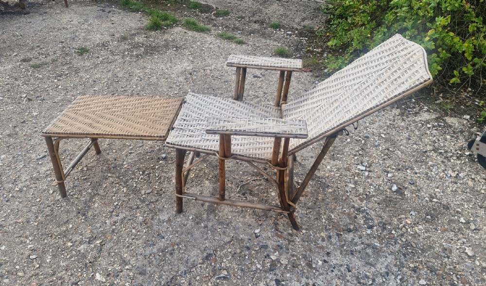Early 20th century conservatory rattan adjustable armchair.  View IV