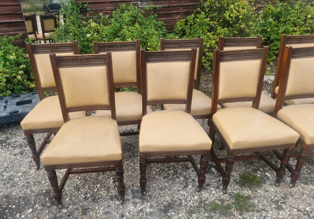 Good solid set of 10 oak Victorian dining chairs.  View III