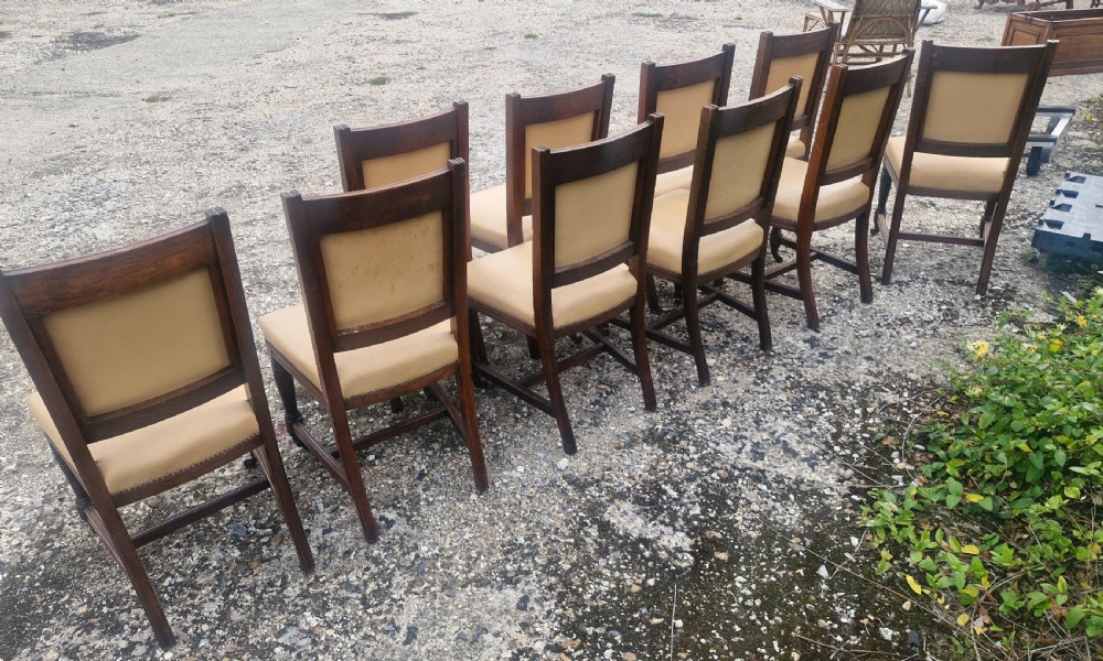 Good solid set of 10 oak Victorian dining chairs.  View VII
