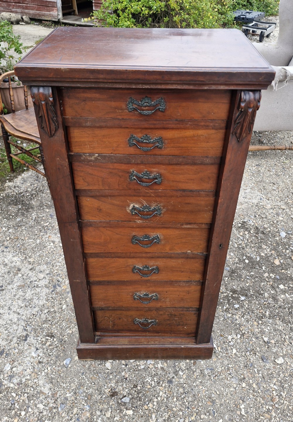 Late Victorian walnut Wellington Chest. 