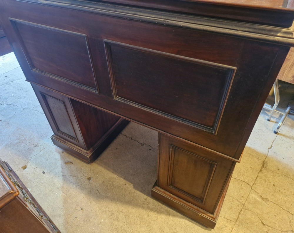 Mahogany free standing cylinder top pedestal desk.  View XII