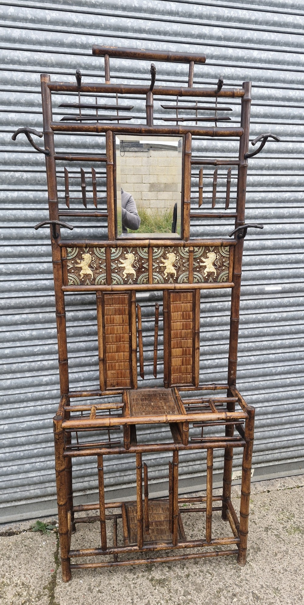 Victorian bamboo hallstand. 