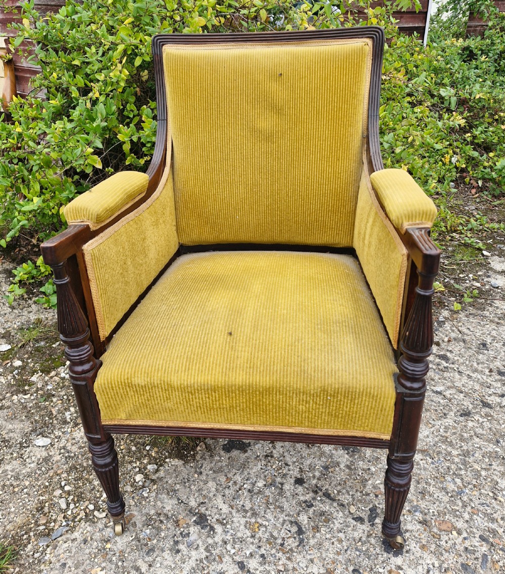 Late Victorian upholstered mahogany framed armchair in the Gillows manner.  View VII