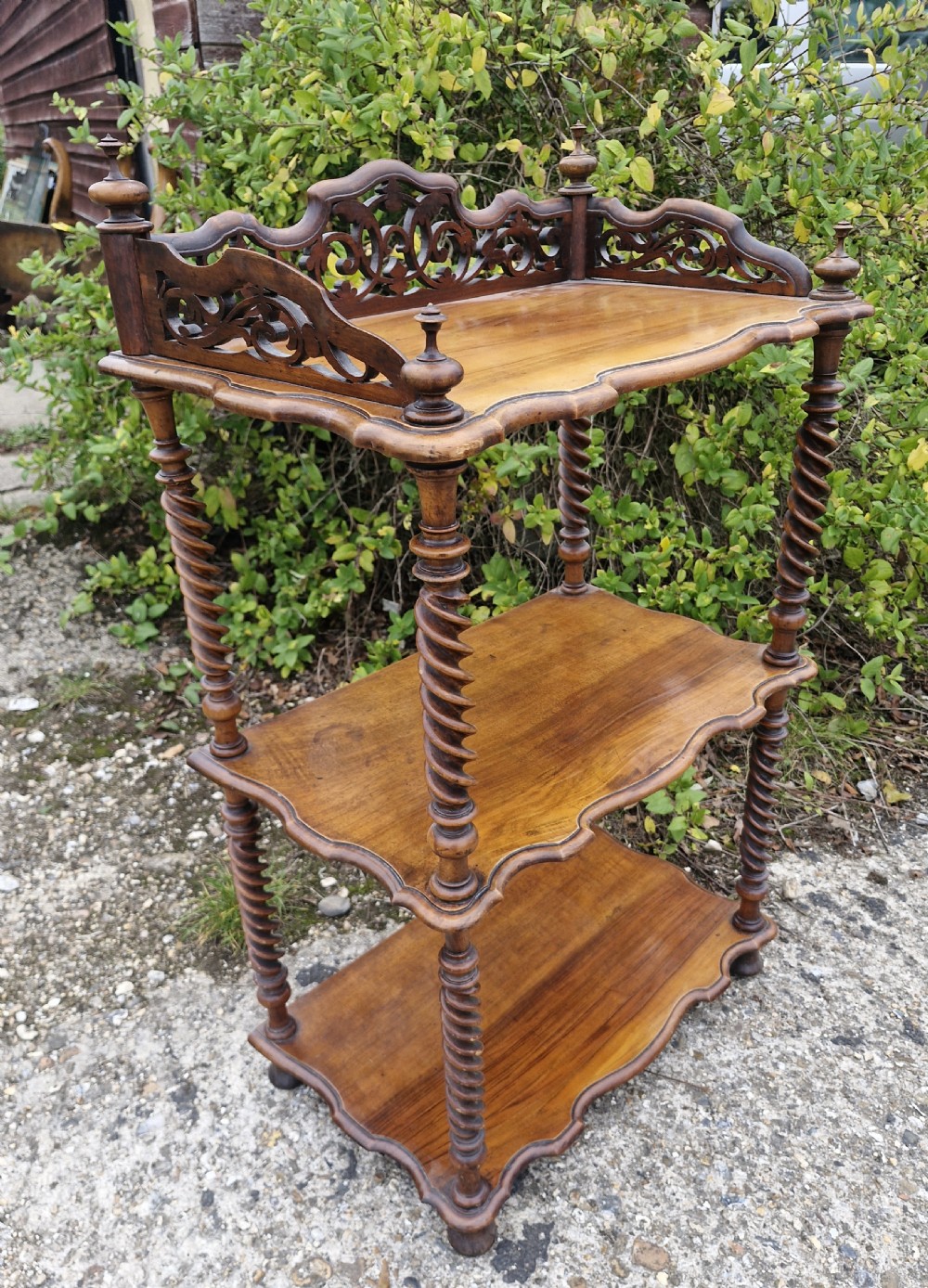 Victorian walnut 3 tier Etagere.  View II