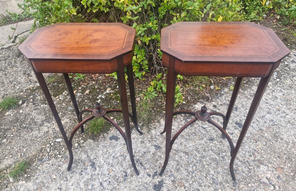 Pair of inlaid Satinwood and mahogany occasional tables. View VI