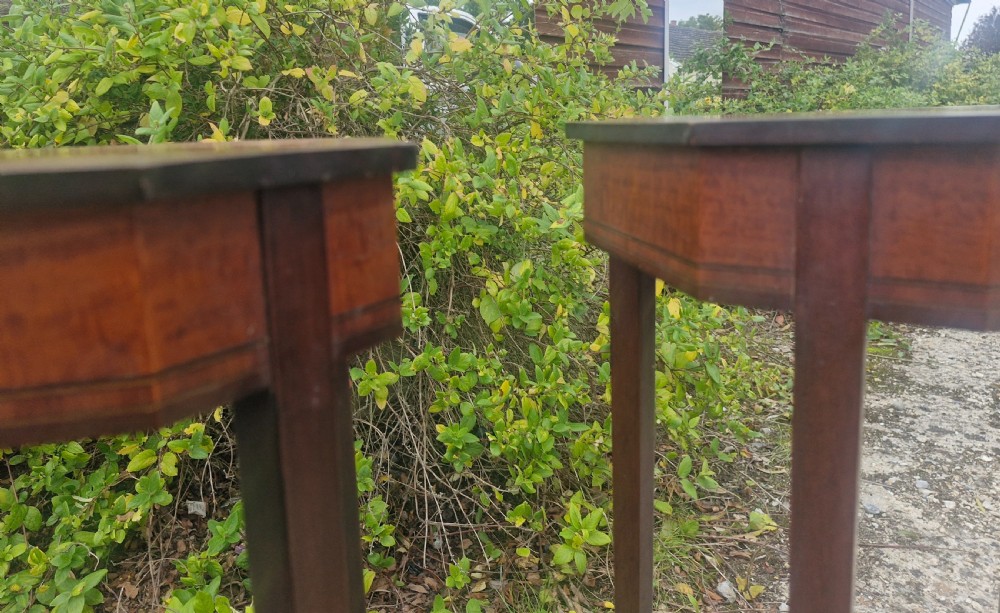 Pair of inlaid Satinwood and mahogany occasional tables. View VII