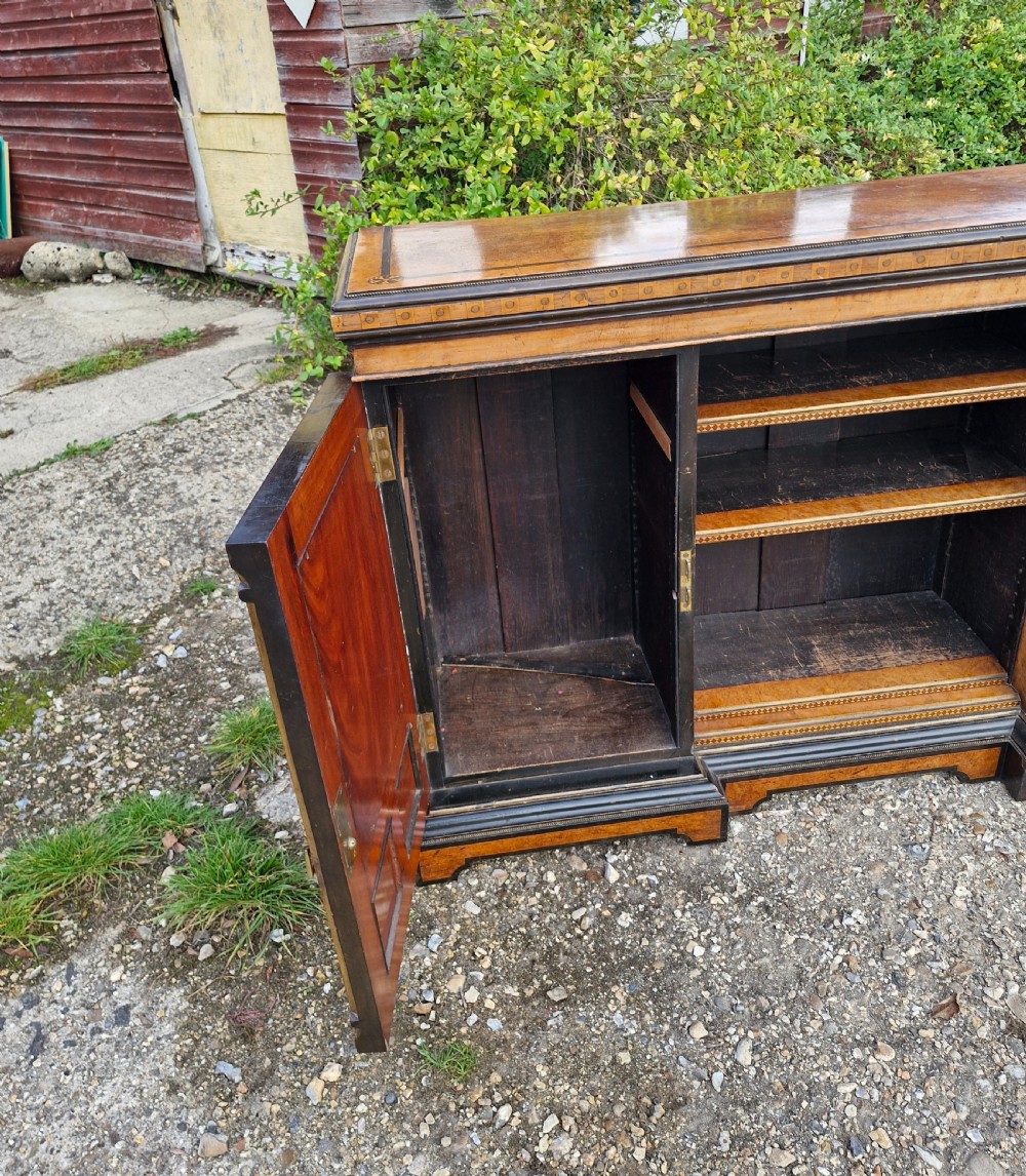 Good Victorian inlaid side cabinet with painted panels. View IV