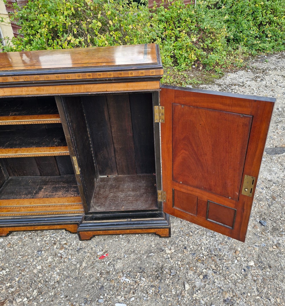 Good Victorian inlaid side cabinet with painted panels. View V