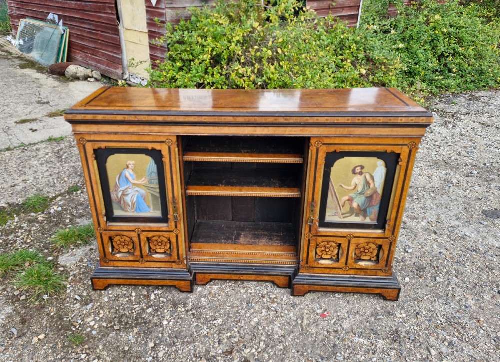 Good Victorian inlaid side cabinet with painted panels. View XI