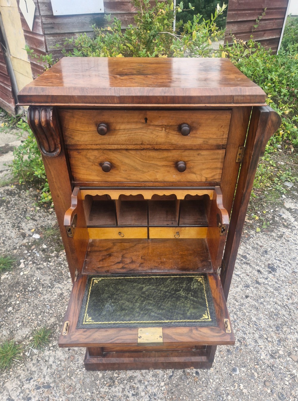 Victorian walnut secretaire Wellington Chest. 