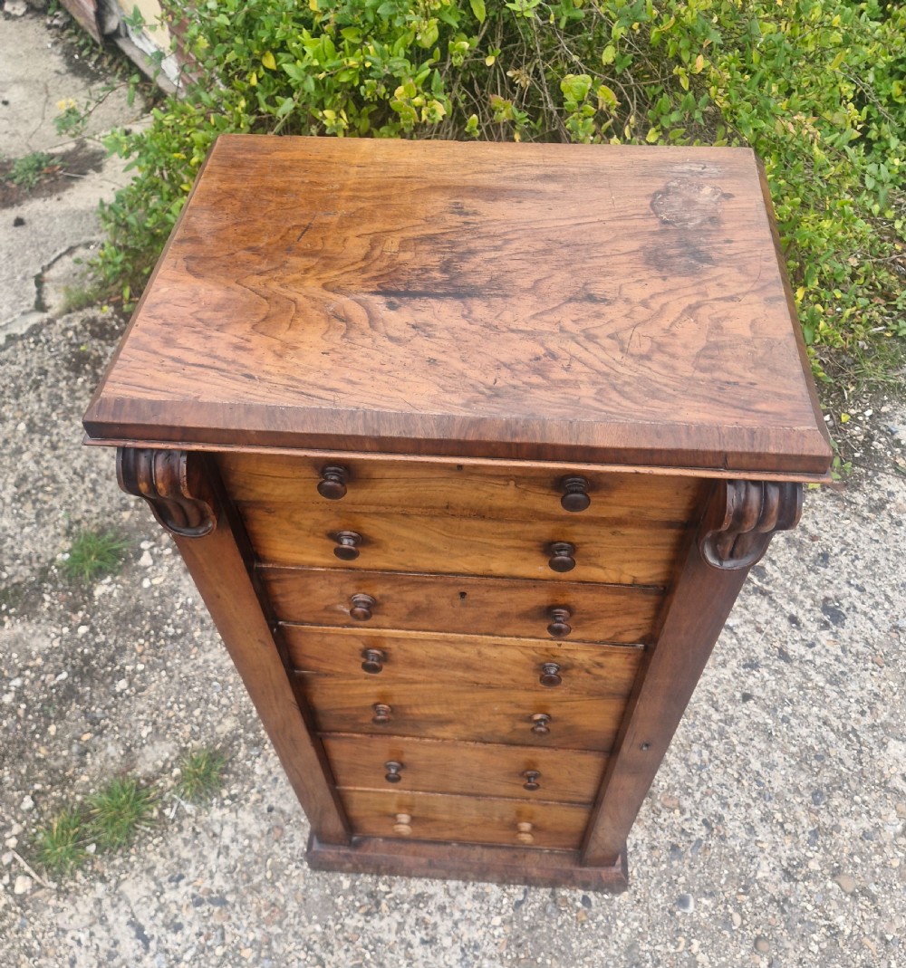 Victorian walnut secretaire Wellington Chest.  View VI