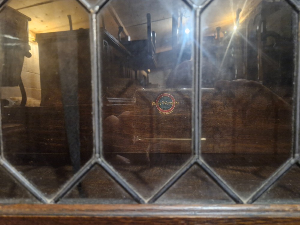 Oak Leaded glazed Globe Wernicke bookcase cabinet.  View V