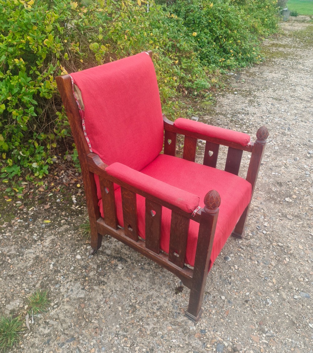 Interesting late Victorian oak Arts and crafts armchair. 