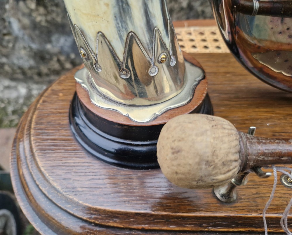 Edwardian horn table top dinner gong. View IV