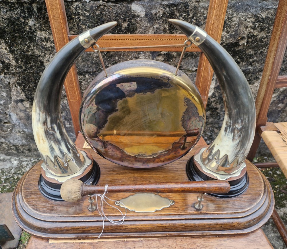 Edwardian horn table top dinner gong. View V