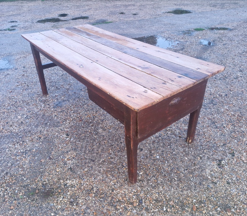  Late 19th century oak farmhouse kitchen dining table. 