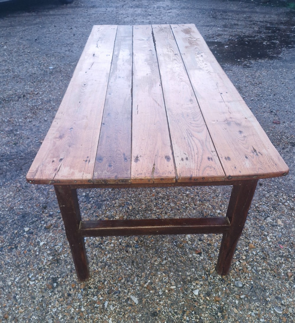  Late 19th century oak farmhouse kitchen dining table.  View VI