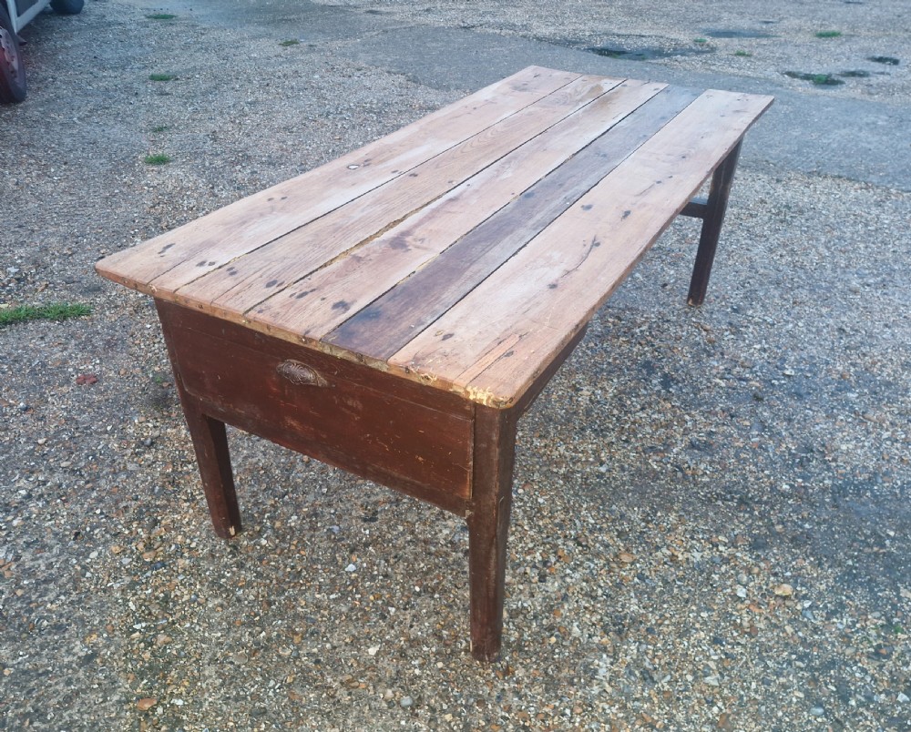  Late 19th century oak farmhouse kitchen dining table.  View XIV