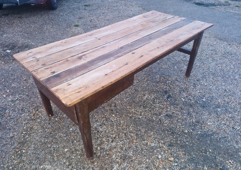  Late 19th century oak farmhouse kitchen dining table.  View XVI