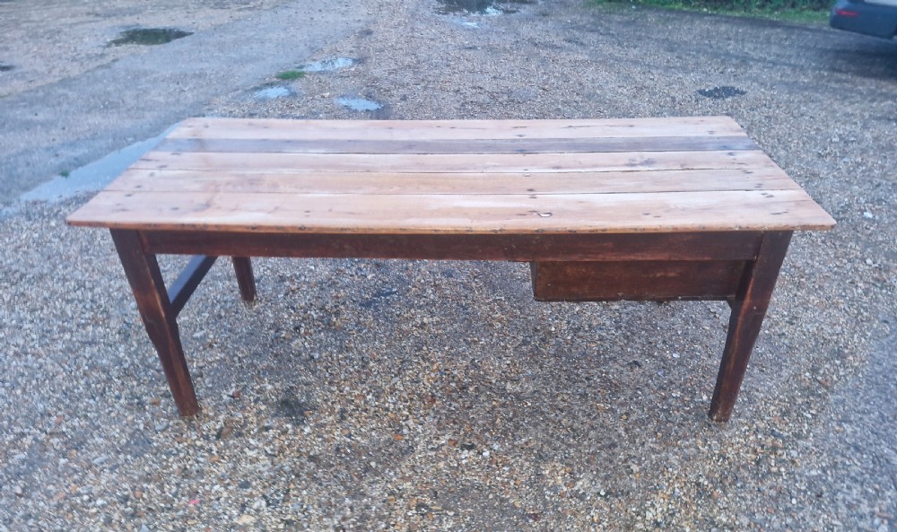  Late 19th century oak farmhouse kitchen dining table.  View XVIII