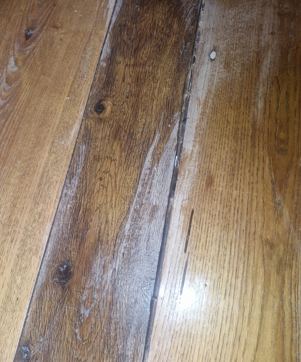  Late 19th century oak farmhouse kitchen dining table.  View XXII
