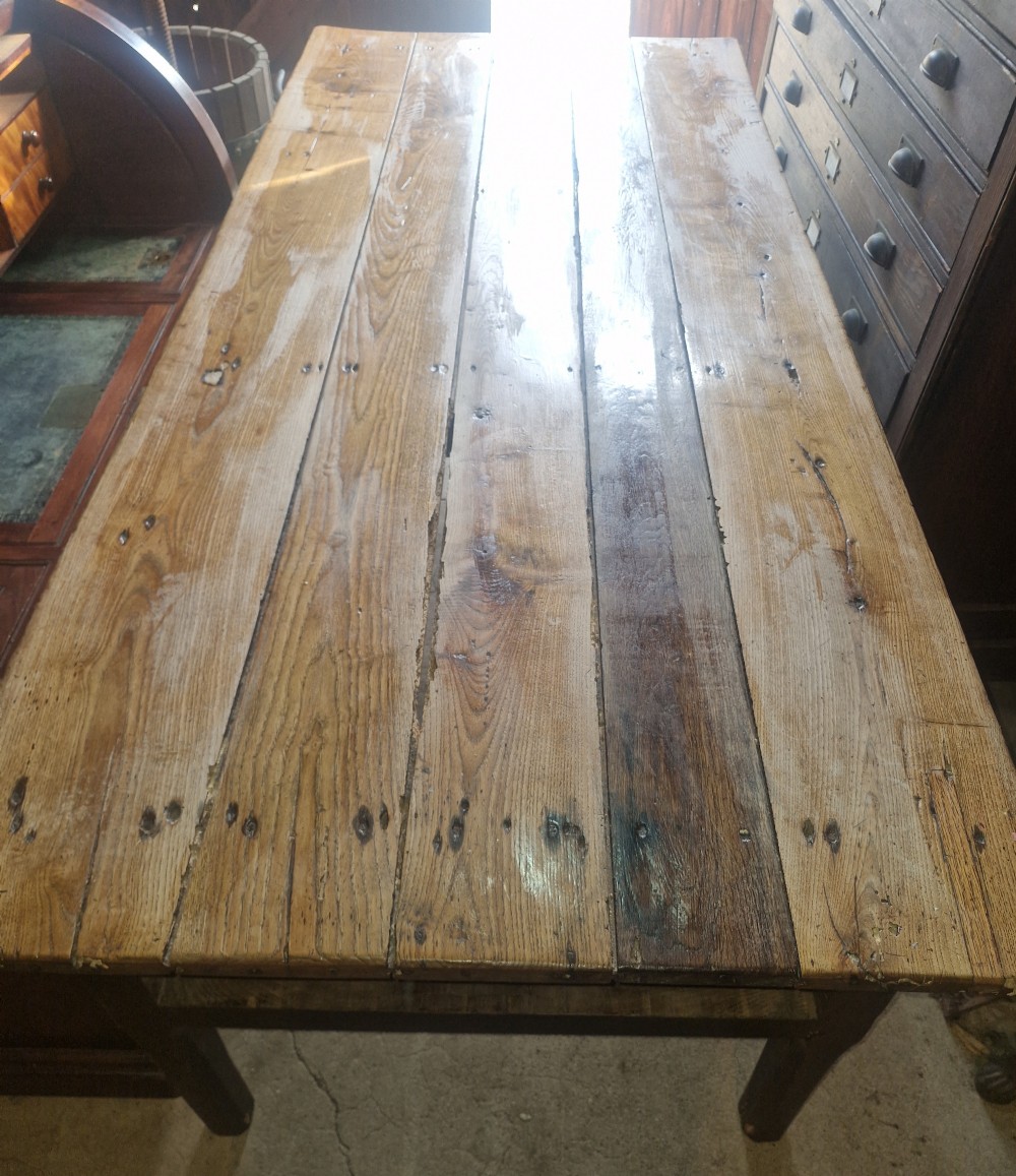  Late 19th century oak farmhouse kitchen dining table.  View XXIV